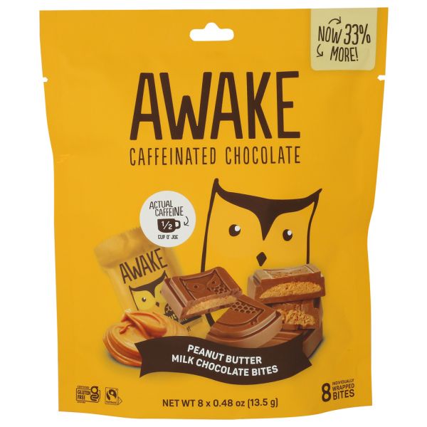 AWAKE: Peanut Butter Milk Chocolate Bites 8 Count, 3.84 oz