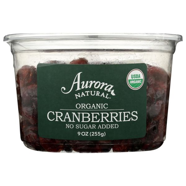 AURORA NATURAL: Organic Dried Cranberries No Sugar Added, 9 oz