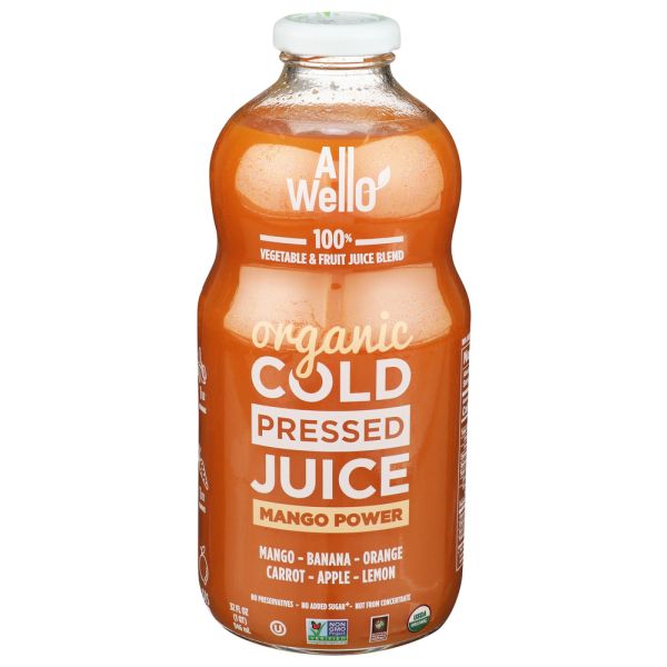 ALLWELLO: Organic Cold Pressed Mango Power Juice, 32 fo