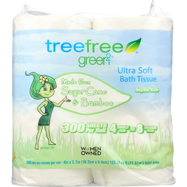GREEN2: Ultra Soft Bath Tissue 2Ply 300 Sheets, 4 pc