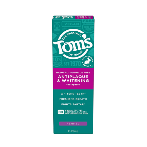 TOMS OF MAINE: Fluoride Free Antiplaque and Whitening Toothpaste Fennel, 4.5 oz