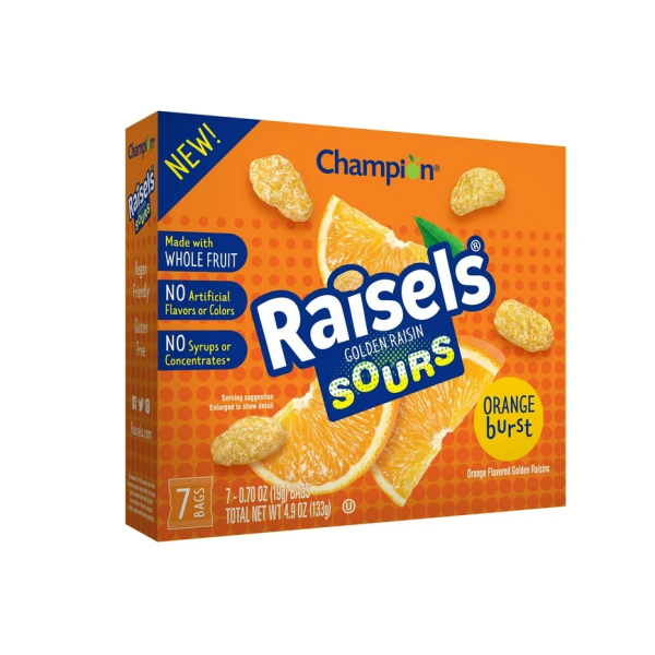 RAISELS: Golden Raisin Sours Orange Burst, 4.9 oz