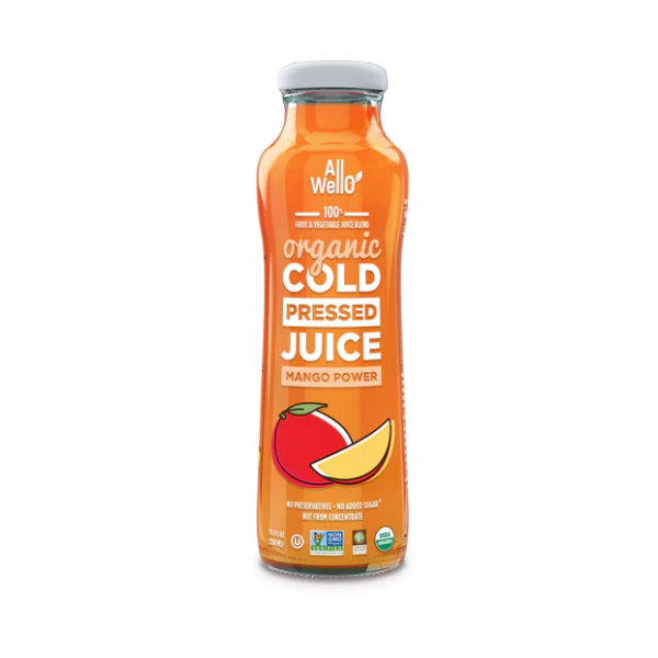 ALLWELLO: Organic Mango Power Cold Pressed Juice, 11.1 fo