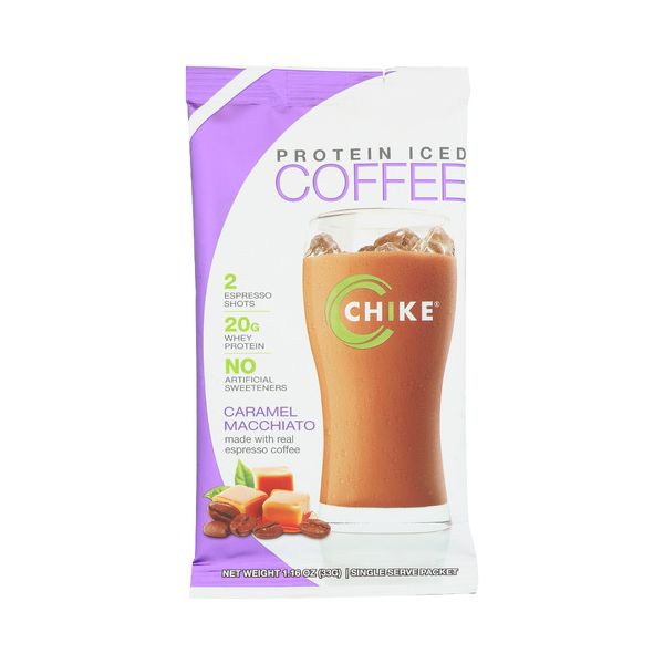 CHIKE: Protein Iced Coffee Caramel Macchiato Packet, 1.16 oz