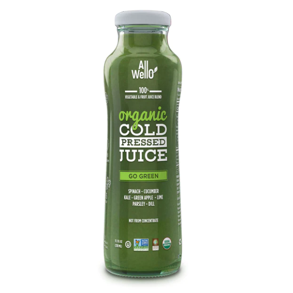 ALLWELLO: Organic Cold Pressed Go Green Juice, 11.1 fo
