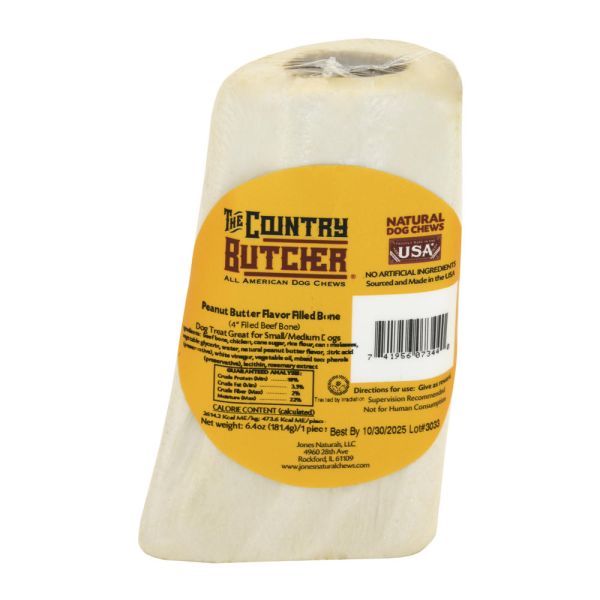 THE COUNTRY BUTCHER: Peanut Butter Flavor Stuffed Bone Dog Treats, 1 ea