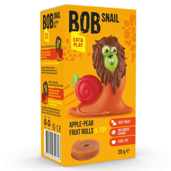 BOB SNAIL: Apple Pear Fruit Rolls and Toy, 2 pk