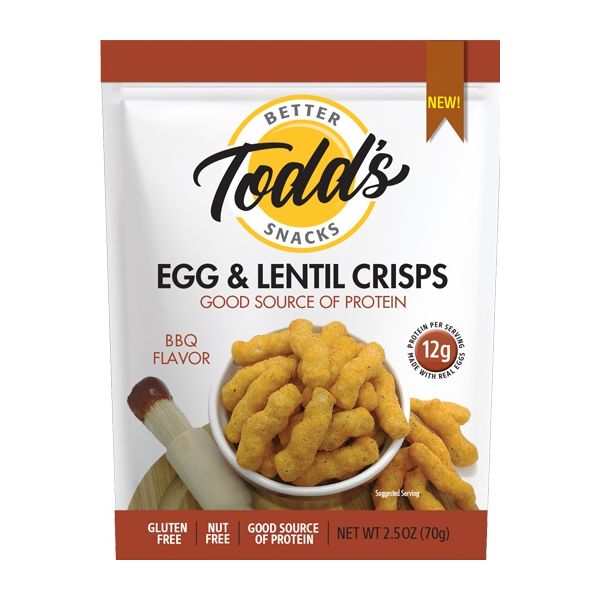 TODDS BETTER SNACKS: Bbq Egg Lentil Chips, 2.5 oz
