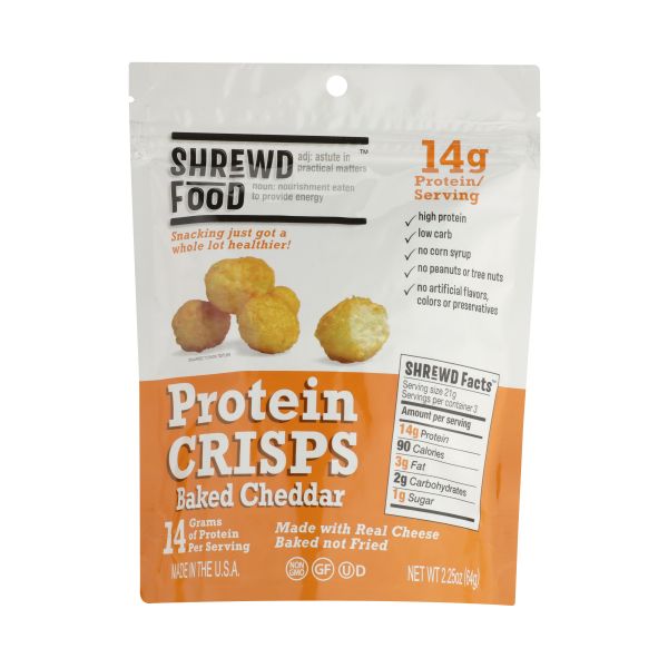 SHREWD FOOD: Protein Crisps Baked Cheddar, 2.25 oz