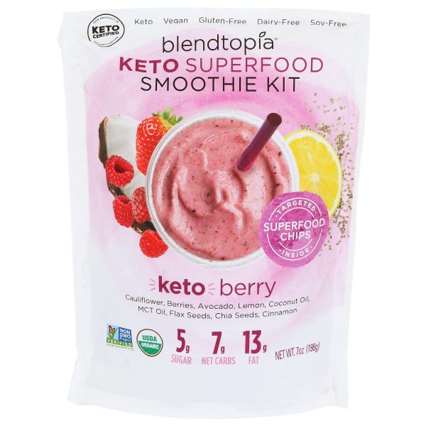 BLENDTOPIA: Keto Berry Smoothie Kit, 7 oz