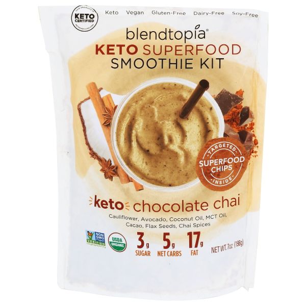 BLENDTOPIA: Keto Chocolate Chai Smoothie Kit, 7 oz