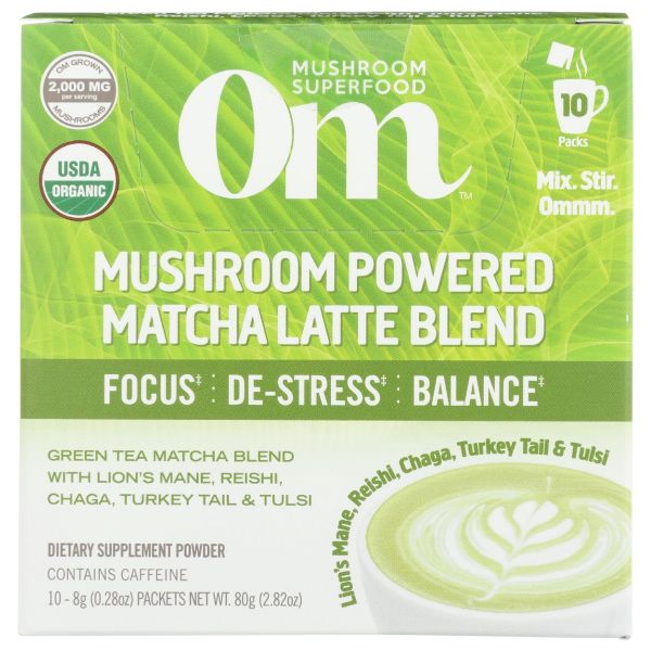 OM MUSHROOMS: Mushroom Matcha Latte Blend, 2.82 oz