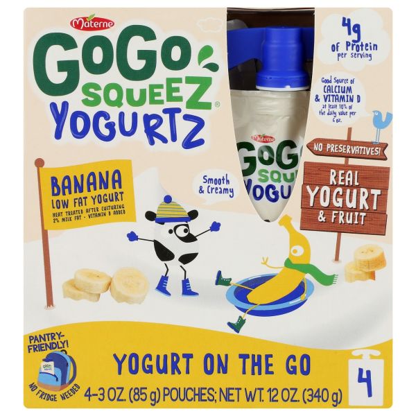 GOGO SQUEEZ: Banana Yogurtz 4Pk, 12 oz