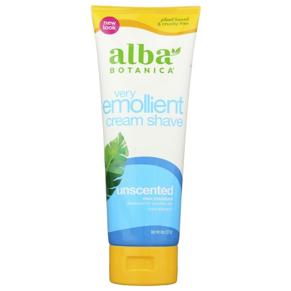 ALBA BOTANICA: Very Emollient Cream Shave Unscented, 8 oz