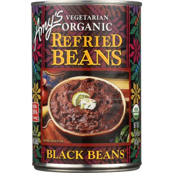 AMYS: Organic Vegetarian Refried Black Beans, 15.4 oz