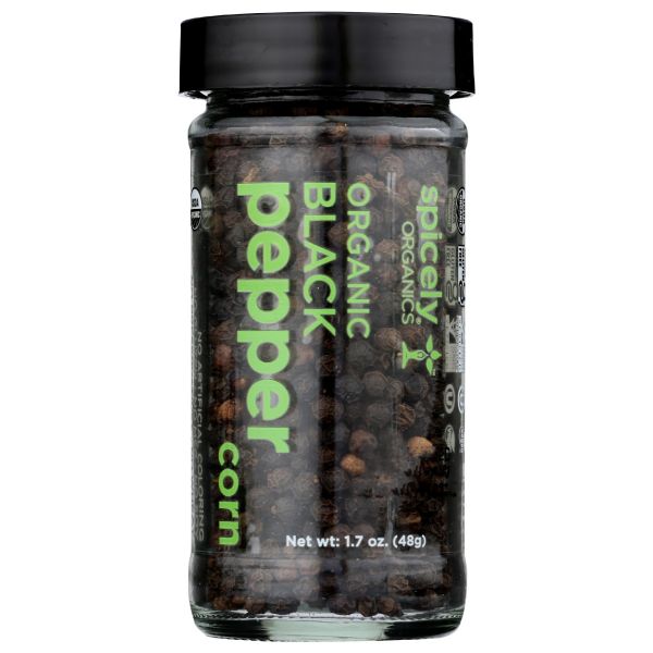 SPICELY ORGANICS: Organic Black Peppercorn Jar, 1.7 oz
