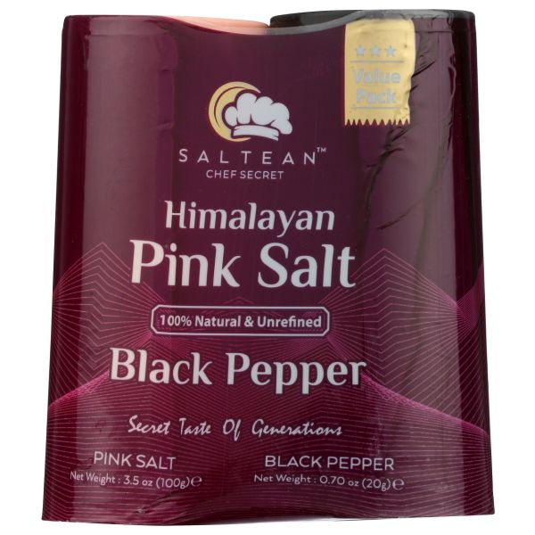 SALTEAN CHEF SECRET: Himalayan Salt and Black Pepper Set, 3.5 oz