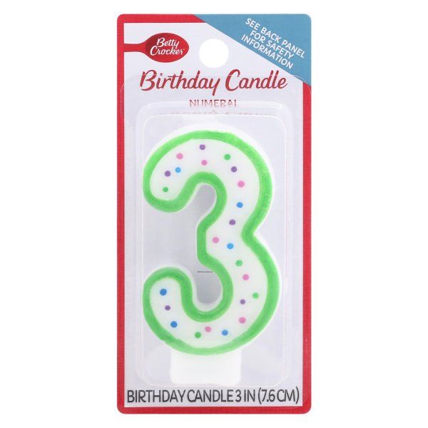BETTY CROCKER: Birthday Candle Numeral 3, 1 ea