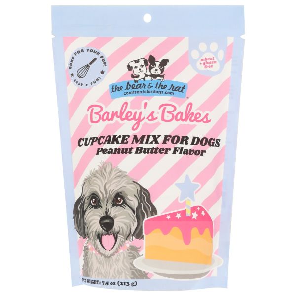 THE BEAR & THE RAT COOL TREATS FOR DOGS: Barleys Bakes Peanut Butter Flavored Cupcake Mix For Dogs, 7.5 oz
