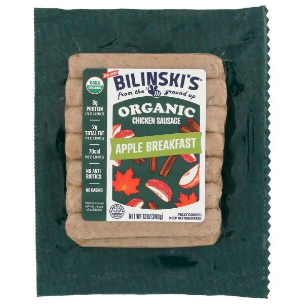 BILINSKIS: Organic Apple Breakfast Chicken Sausage, 12 oz