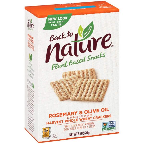 BACK TO NATURE: Rosemary Olive Oil Stoneground Wheat Crackers, 8.5 oz