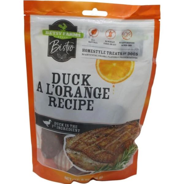 BETSY FARMS: Duck A L Orange Recipe Dog Treat, 8 oz