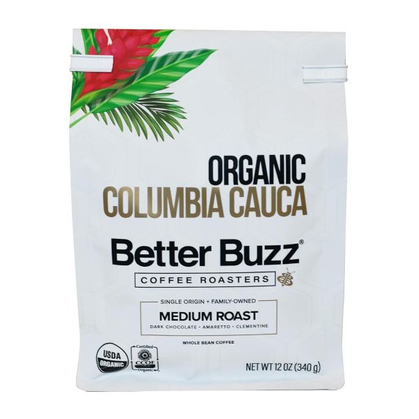 BETTER BUZZ COFFEE ROASTERS: Organic Columbia Cauca Whole Bean Coffee, 12 oz