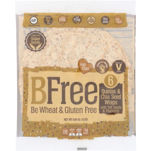 BFREE: Quinoa And Chia Wrap 9In 6Pk, 8.9 oz