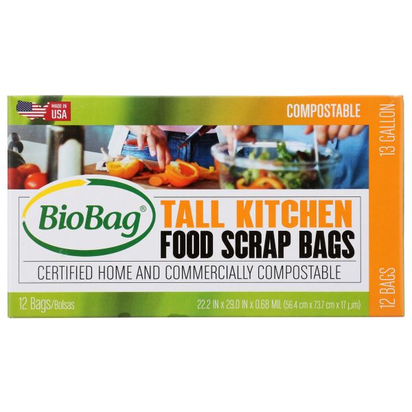 BIOBAG: Tall Kitchen 13 Gallon Food Scrap Bags, 12 pc