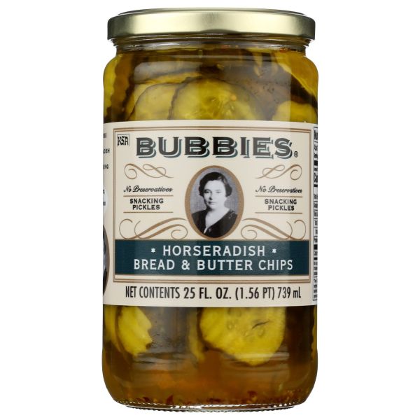 BUBBIES: Horseradish Bread and Butter Pickles, 25 fo