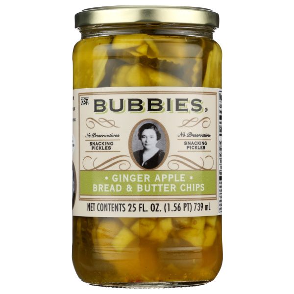 BUBBIES: Ginger Apple flavored Bread and Butter Pickles, 25 fo