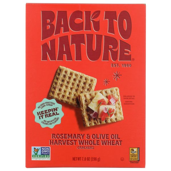 BACK TO NATURE: Rosemary and Olive Oil Harvest Whole Wheat Crackers, 7 oz