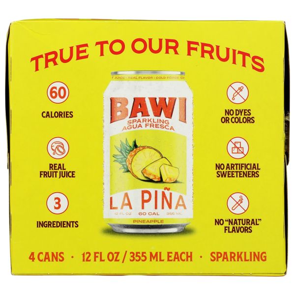 BAWI: Sparkling Pineapple Agua Fresca 4 Count, 48 fo