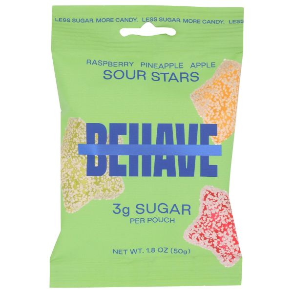 BEHAVE FOODS: Raspberry Pineapple Apple Sour Stars, 1.8 oz