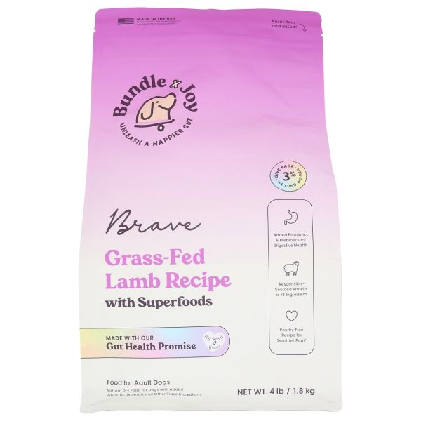BUNDLE X JOY: Brave Lamb Recipe Dry Dog Food, 4 lb