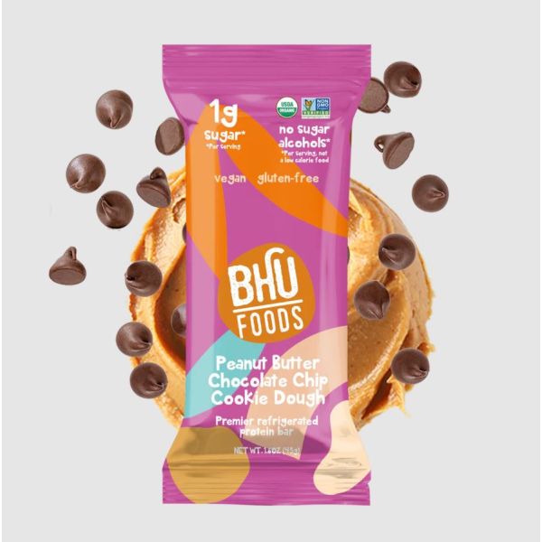 BHU FOODS: Peanut Butter Chocolate Chip Cookie Dough Bar, 1.6 oz