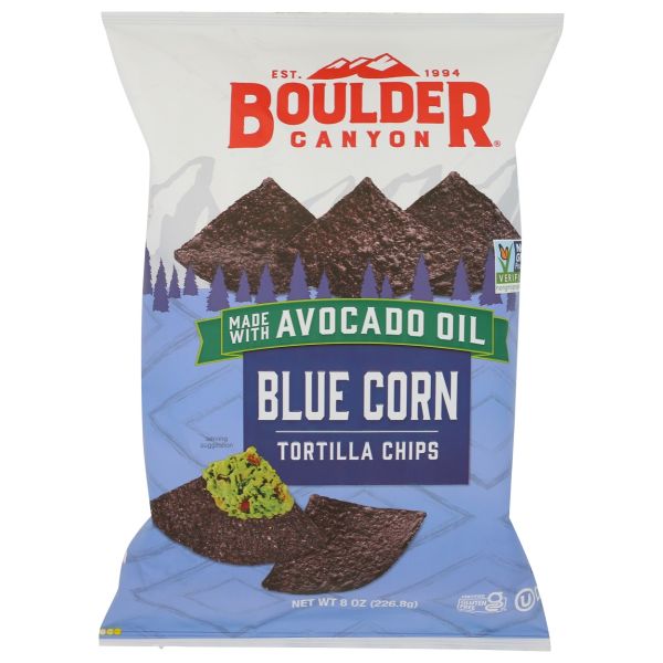 BOULDER CANYON: Avocado Oil Blue Corn Tortilla Chips, 8 oz