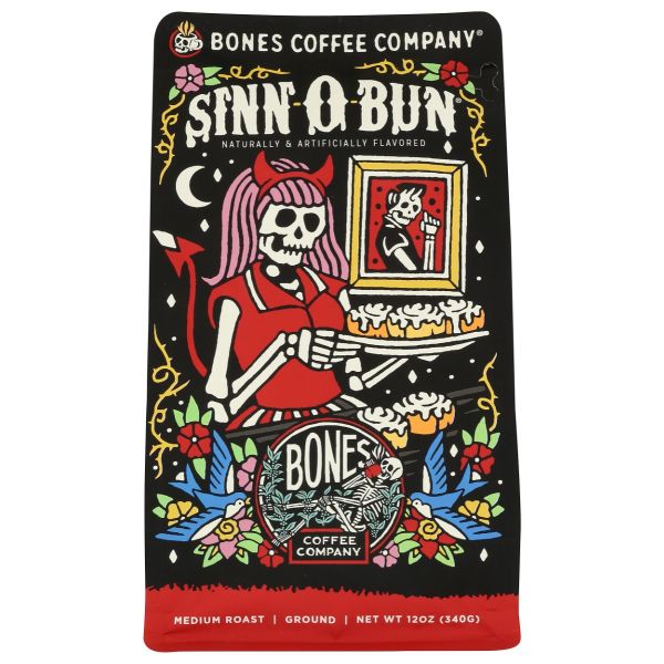 BONES COFFEE COMPANY: Cinnamon Roll Ground Coffee, 12 oz