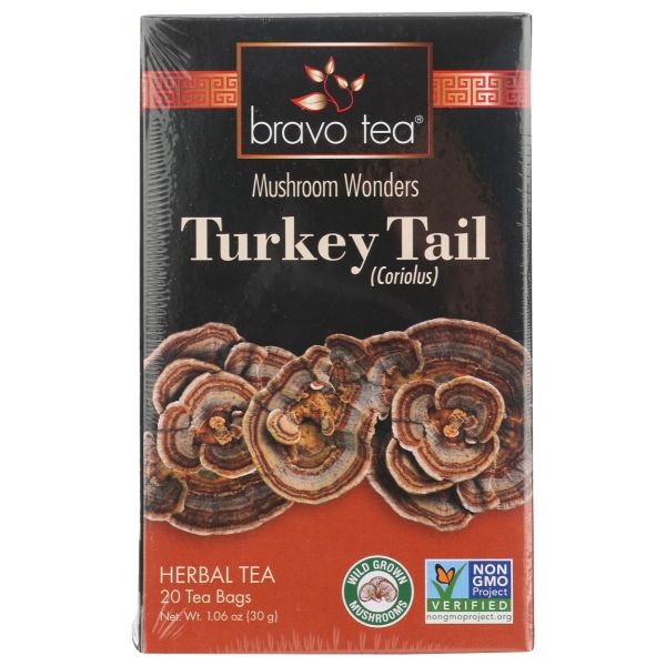 BRAVO TEAS: Mushroom Wonders Turkey Tail Tea 20 Bags, 1.06 oz