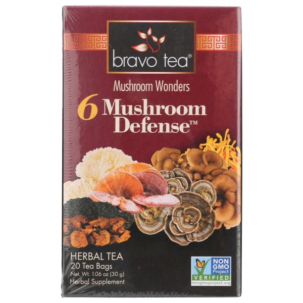 BRAVO TEAS: Mushroom Wonders 6 Mushroom Defense Tea 20 Bags, 1.06 oz