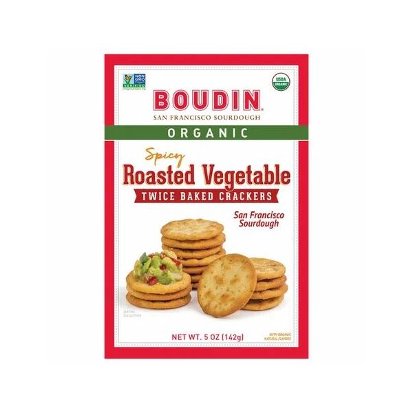 BOUDIN SOURDOUGH: Organic Twice Baked Spicy Roasted Vegetable Crackers, 5 oz