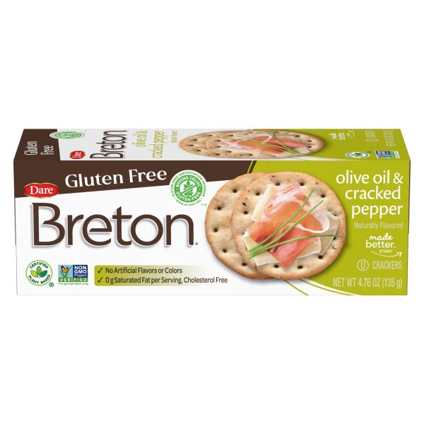 DARE: Breton Olive Oil and Cracked Pepper Crackers, 4.76 oz