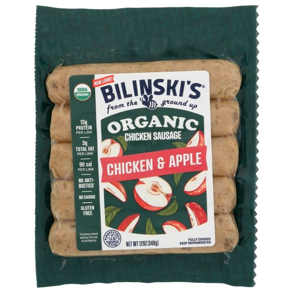 BILINSKIS: Organic Chicken and Apple Sausage, 12 oz