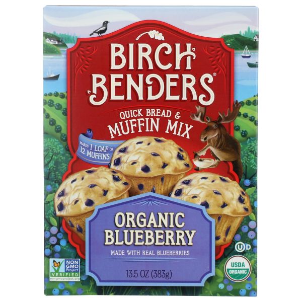 BIRCH BENDERS: Organic Blueberry Quick Bread and Muffin Mix, 13.5 oz