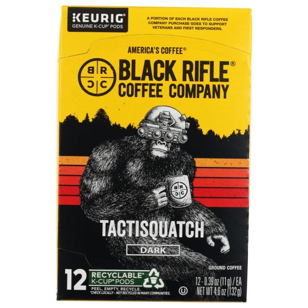 BLACK RIFLE COFFEE: Tactisquatch Dark Roast Kcup Coffee 12 Count, 4.68 oz