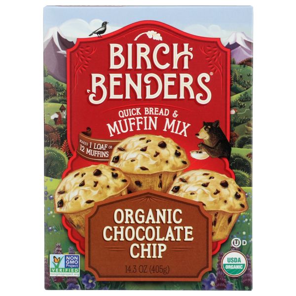 BIRCH BENDERS: Organic Chocolate Chip Quick Bread and Muffin Mix, 14.3 oz