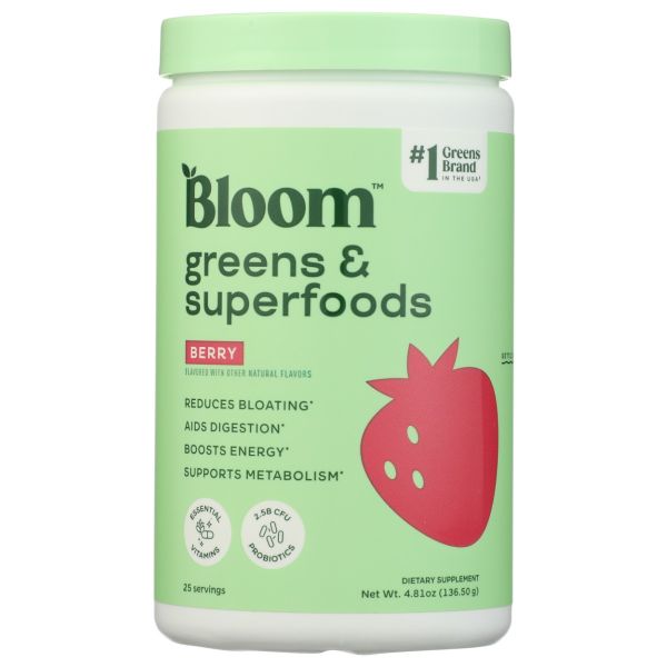 BLOOM NUTRITION: Greens and Superfoods Berry, 4.8 oz