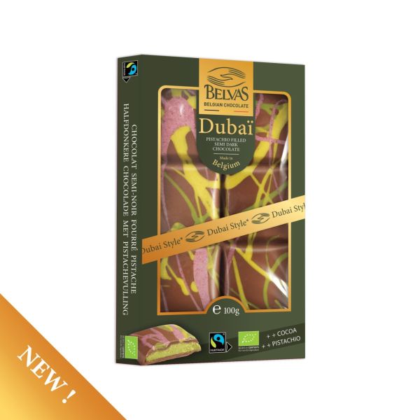 BELVAS: Dubai Chocolate Bar with Pistachio, 3.5 oz