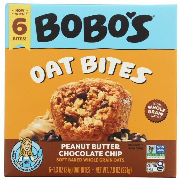 BOBOS OAT BARS: Peanut Butter Chocolate Chip Oat Bites, 7.8 oz