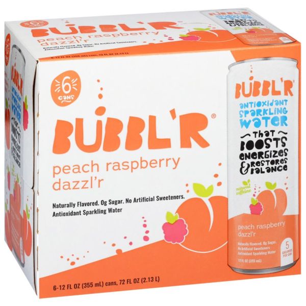 BUBBLR: Peach Raspberry Dazzlr Beverage 6 Count, 72 fo